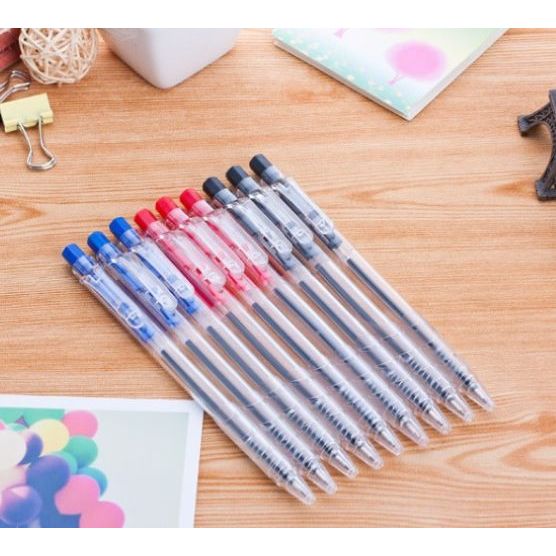 ปากกาลูกลื่นด้ามใส ขนาด 0.7 พร้อมส่ง ( สุ่มลายตามแบบ)ปากกา เครื่องเขียน ปากกาสำนักงาน