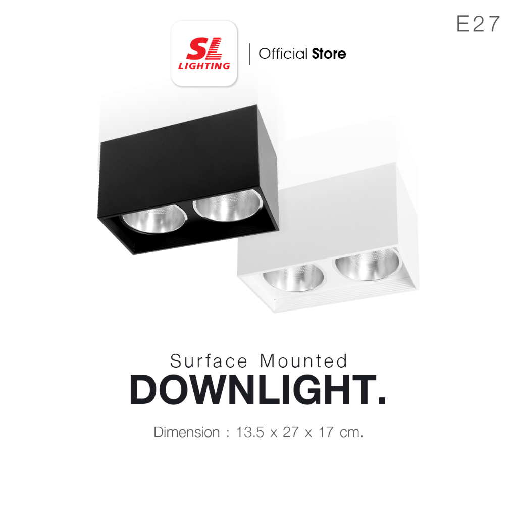 SL LIGHTING | Surface Mounted Downlight โคมดาวน์ไลท์ติดลอย ทรงสี่เหลี่ยม แบบ 2 ช่อง ขั้วE27 รุ่น SL-3-552-2