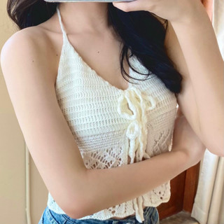 •SORBET ☁️เสื้อสายเดี่ยวผูกหน้า ไหมพรม ทะเล☁️🌊