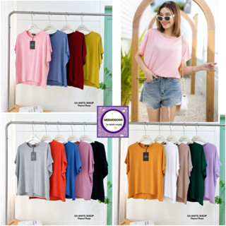 ❤️BiG sized เสื้อผ้าเรย่อน แขนค้างคาวเล็กๆต่อหลัง หน้าเว้า ห…