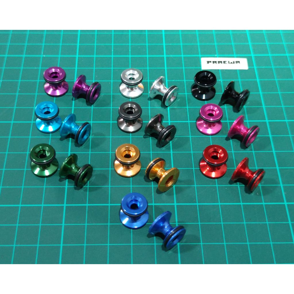 โรลเลอร์ถ้วย 12/13mm ขอบยาง ครบชุดพร้อมลูกปืน - Double Aluminum Rollers w/Rubber Rings (13-12mm)