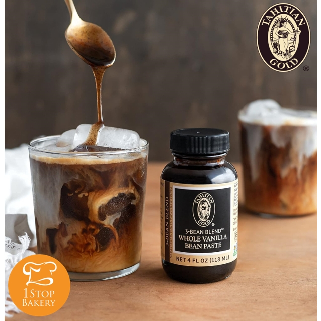 Tahitian Gold USA 3-Bean Blend Whole Vanilla Bean Paste, 4 fl oz Glass Jars (3709)/วานิลลาบีนเพสต์