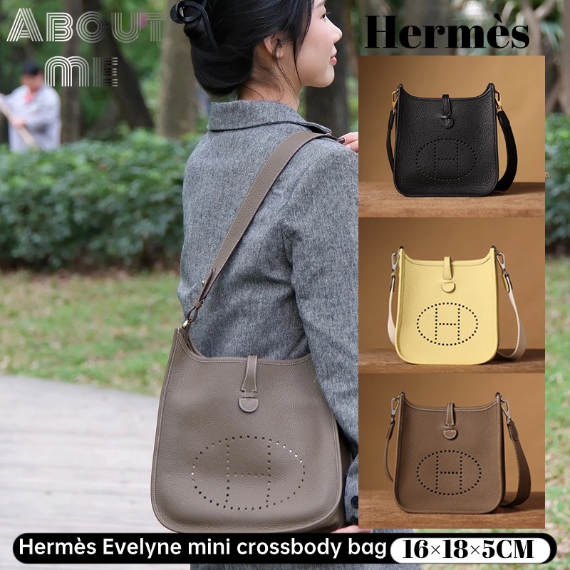 แอร์เมส 🎀Hermès Evelyne mini crossbody bag with gold buckle🎀สไตล์คลาสสิก