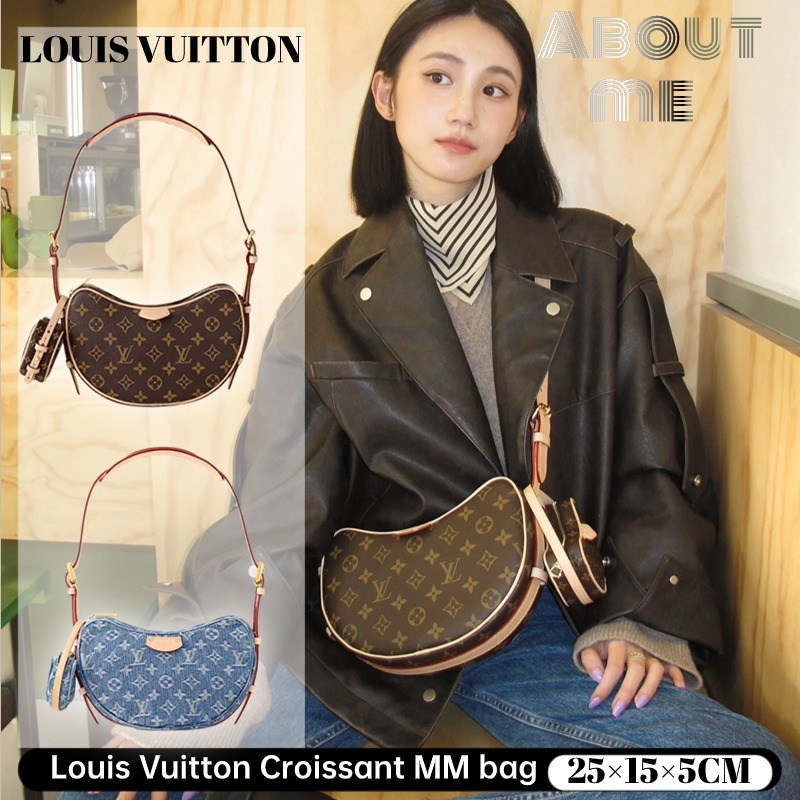 หลุยส์วิตตอง Louis Vuitton Croissant MM bag กระเป๋าถือผ้ายีนส์ LV BAG Women's