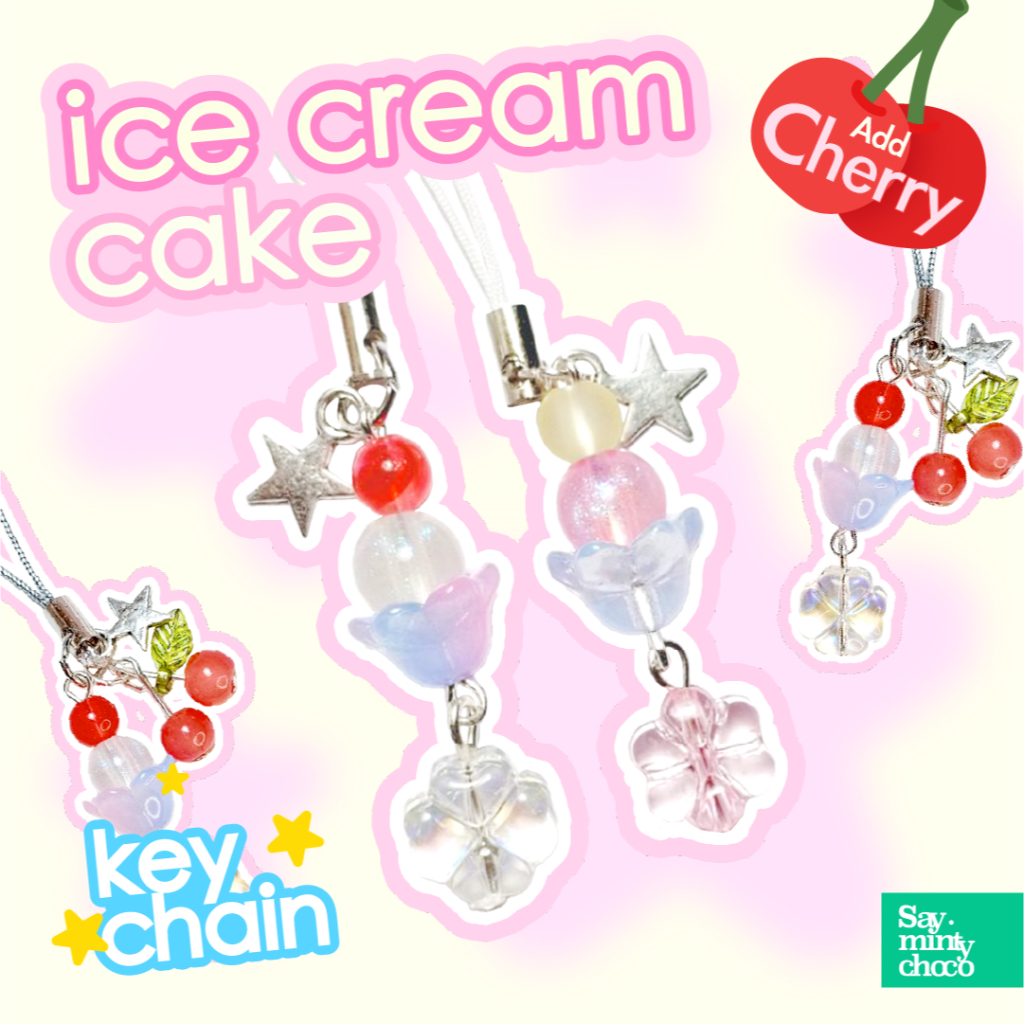 พร้อมส่ง ♡ ice cream cake ♡🍦🍰 | keychain phone charm พวงกุญแจ ไอติม ไอติมจิ๋ว ห้อย iphone airpods 🍨