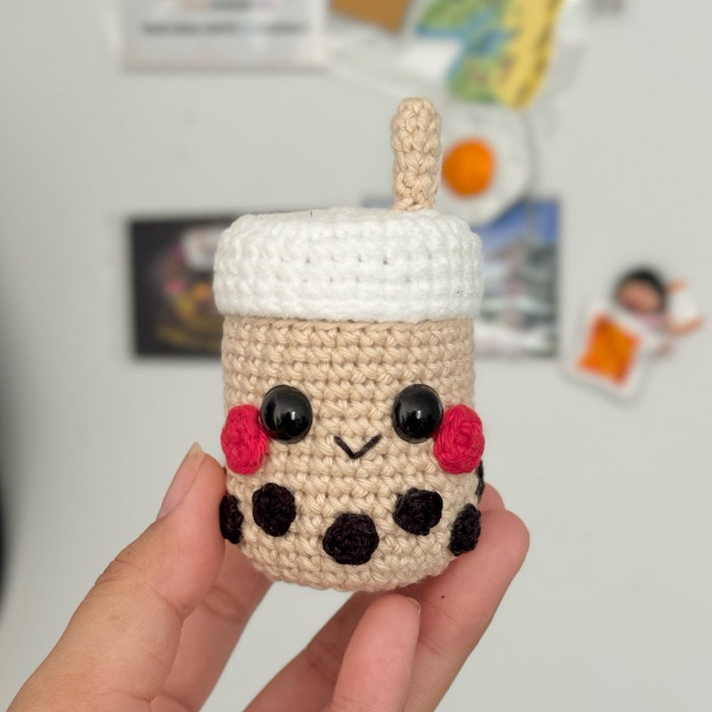 [ พร้อมส่ง ] เคสยาดหงส์ไทย ไหมพรมถัก ลายชานมไข่มุก งานHandmade