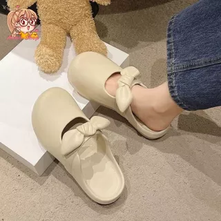 Anna shop รองเท้าแตะสวม แต่งโบว์น่ารัก สไตล์สีมินิมอล รองเท้าแตะ EVA สวมใส่สบาย เข้ากับทุกการแต่งกาย T284