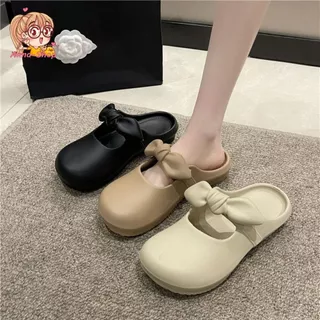 Anna shop รองเท้าแตะสวม แต่งโบว์น่ารัก สไตล์สีมินิมอล รองเท้าแตะ EVA สวมใส่สบาย เข้ากับทุกการแต่งกาย T284