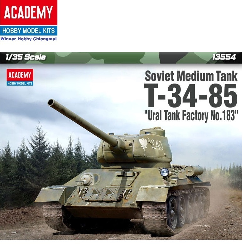 โมเดลรถถัง Academy 13554 Soviet Medium Tank T-34-85 Ural Tank Factory No. 183 scale 1/35