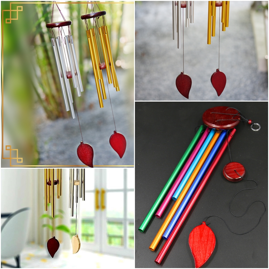 กระดิ่งลม โมบายลม โมบายกระดิ่งลมเรียกทรัพย์ แบบท่อกลวง โมบายหกท่อ ‼️ สีเงิน-ทอง #หกหรือฮก โชคลาภ