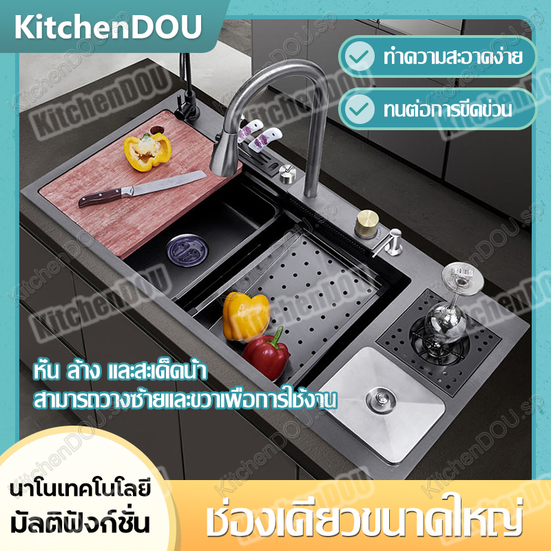 ซิงค์ล้างจาน304 กันสนิม ซิ้งล้างจาน ซิงค์ล้างจานขนาดใหญ่ ขนาด94/114*46 ซิ้งล้างจานสแตนเลส 1 หลุมใหญ่