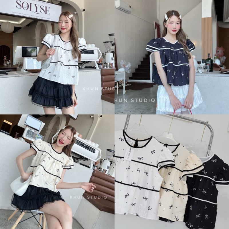 เสื้อลายโบว์ khun studio 🍄‍🟫