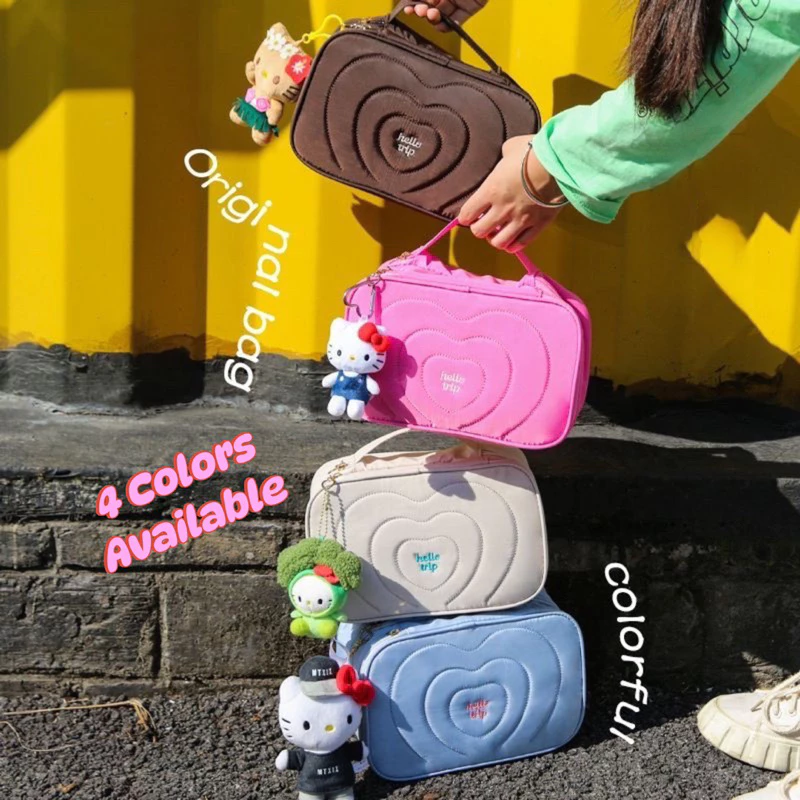 กระเป๋าเครื่องสำอาง กระเป๋าใส่เครื่องสำอาง 2 ชั้น แบบพกพา EAZY Hello Trip Triple Heart จุเยอะ กันน้ำ ใส่สกินแคร์ เดินทาง thumbnail 5