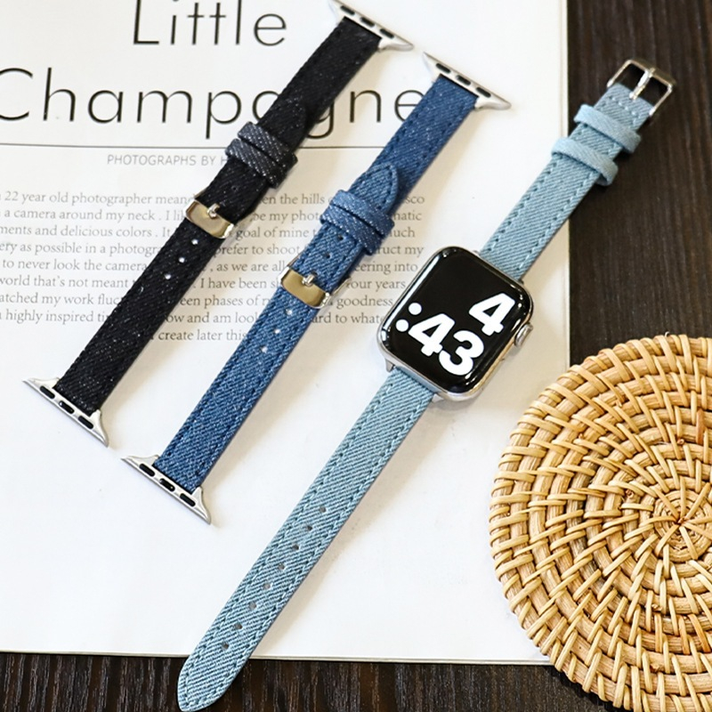 พร้อมส่ง!สายนาฬิกาข้อมือ ผ้ายีน สไตล์เรโทร สําหรับสมาร์ทวอทช์ Ultra 2 S9 49 มม. 8 7 6 5 SE 4 3 2 iWatch 44 มม. 45 มม. 41