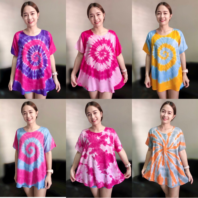 เสื้อคอกลม มัดย้อม สดใส น่ารัก