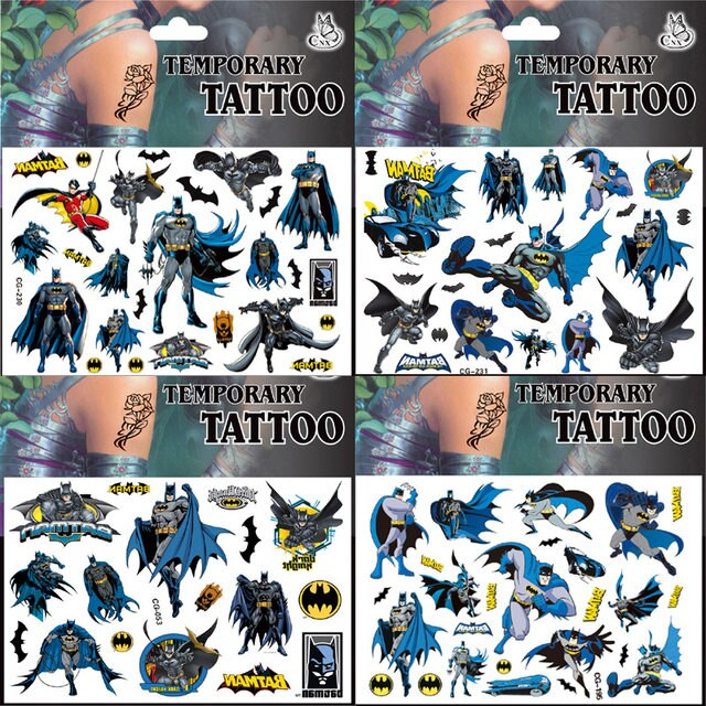 แทททู แบทแมน ซุปเปอร์ฮีโร่ รอยสัก รอยสักชั่วคราว ติดง่าย สำหรับเด็ก Bat Man / Batman Temporary Easy Tattoo For Kid