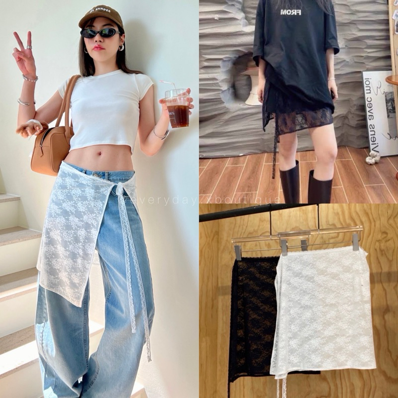 พร้อมส่ง!! lace wrap skirt (350฿) น้องฮิตจริงอะไรจริงค่ะคุณน้า!!! มาแรงสุดๆ ผ้าลูกไม้คลุมผูกเอว vibe