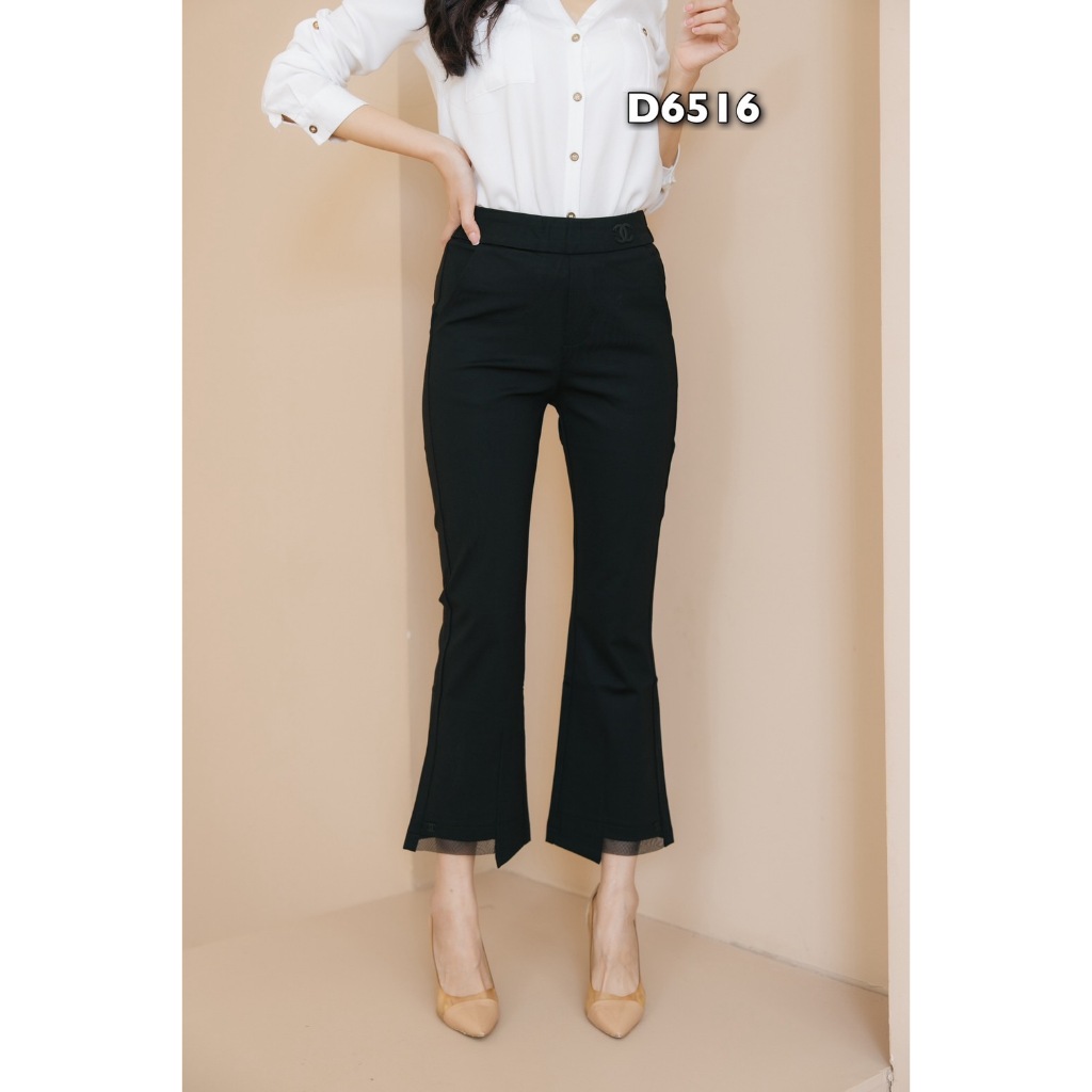 กางเกงขาม้าใส่ทำงานดอลลี่ รุ่น#6516 ปลายขาด้านหน้าแต่งลูกไม้เล็กน้อย เอวด้านหลังเป็นยางยืดๆได้ตามตัว ใส่สบายทรงสวย