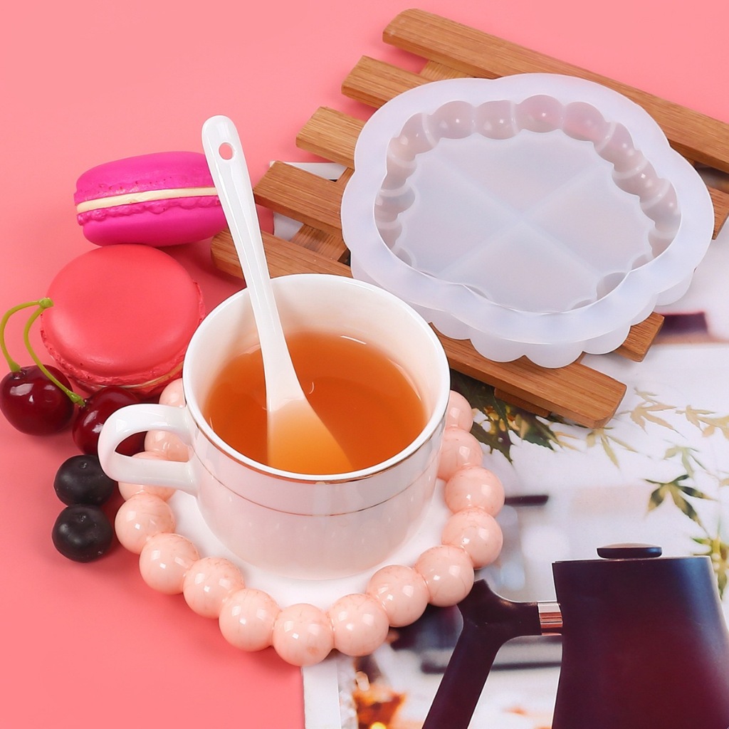 【พร้อมส่งจากไทย 】🍵แม่พิมพ์จานรองแก้วมีขอบน่ารัก แผ่นรองแก้ว ที่วางแก้วน้ำ Resin mold - รูปที่ 5