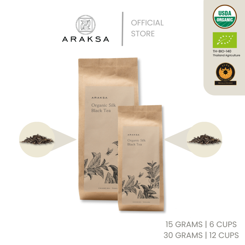 ARAKSA "ซิลค์" ชาดำออร์แกนิค บรรจุถุงคราฟต์ | ARAKSA Silk Black Tea in Kraft Bag | USDA & EU Organic