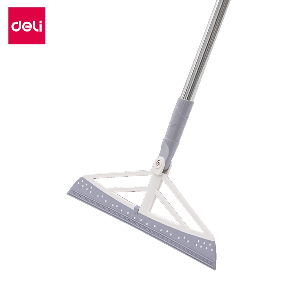 Deli ไม้กวาดรีดน้ำ ไม้กวาดซิลิโคน ด้ามจับสแตนเลส ไล่น้ำให้พื้นแห้งได้เร็วยิ่งขึ้น ด้ามหมุนได้ 180° W