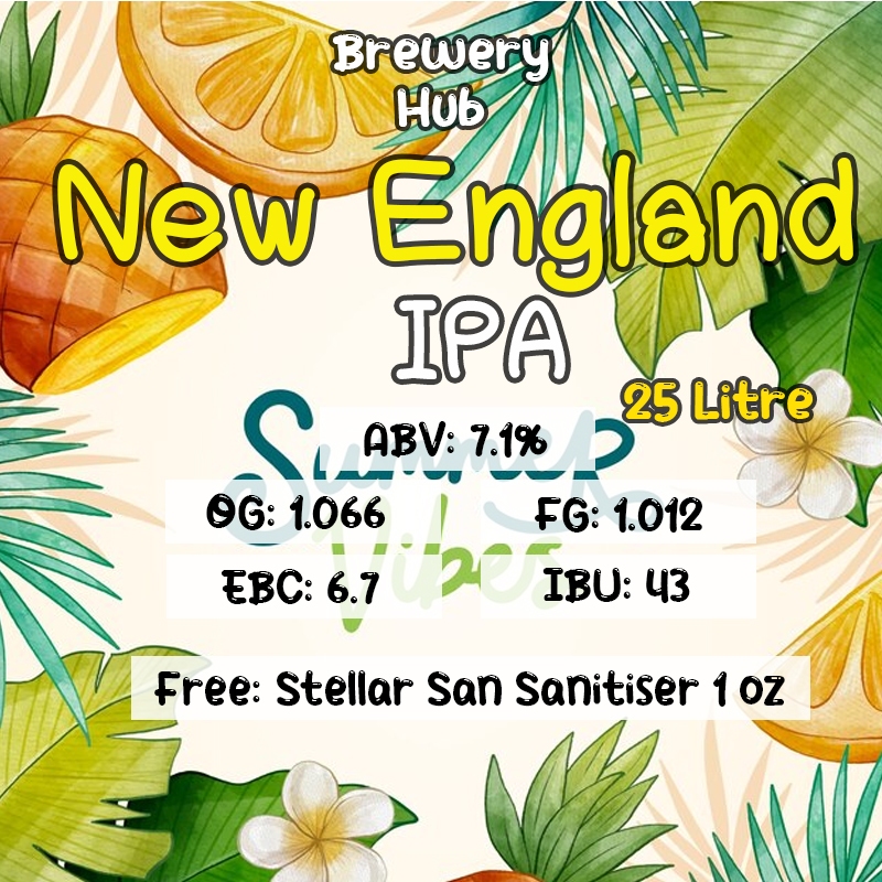 ชุดวัตถุดิบทำเบียร์​ New England IPA Beer Kit คราฟต์พร้อม มอลต์ บาเลย์ (Malt) ฮอปส์ (Hops) ยีสต์ (Ye