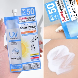 (6ซอง/กล่อง) Clear nose UV กันแดดบูสเตอร์ ยูวี ซัน เซรั่ม SPF50+ PA++++ บางเบา กันน้ำ ทาหน้า [2323]