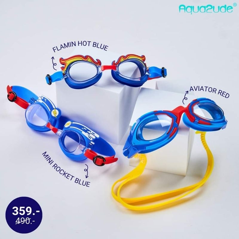 Aqua2ude - แว่นตาว่ายน้ำ มีกล่อง - แว่นว่ายน้ำเด็ก 3 ขวบขึ้นไป Swimming Goggles แว่นเด็กผู้ชาย