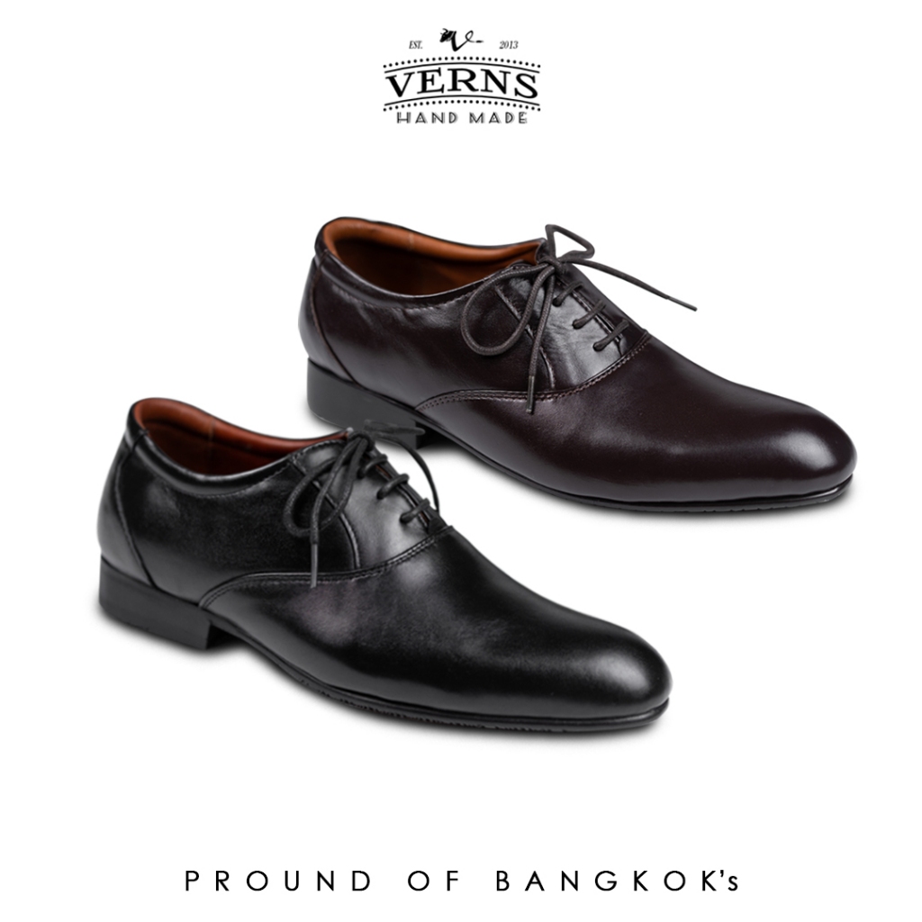 Verns Leather รองเท้าหนังแท้ รองเท้าคัทชู รองเท้าทางการ ทรงoxford รุ่น V237 ใส่สบาย ใส่ทำงาน มี 2 สี