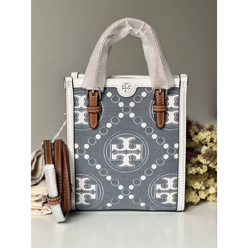 👜🎉กระเป๋าสะพายทรงเหลี่ยม น่ารัก สวยมาใหม่ งานshop 💥New Tory Burch T Monogram Jacquard Mini Tote Handbags Crossbody Bags