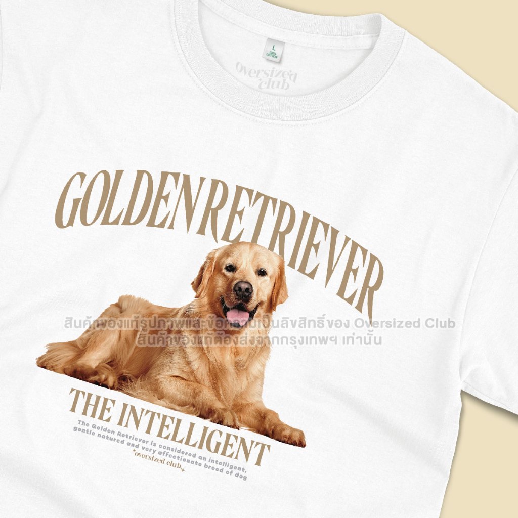 เสื้อยืดสกรีนลายหมา Golden Retriever โกลเด้นรีทรีฟเวอร์ [Classic Cotton 100% by Oversized Club]