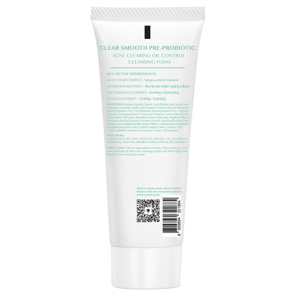 VERITE – Pre-Probiotic Acne Clearing Oil Control Cleansing Foam (100 ml.) เวอริเต้ พรี โพรไบโอติกส์ แอคเน่ เคลียริ่ง ออย ราคา ถูกที่สุด ดีลบีเคเค แกลเลอรีภาพที่ 3