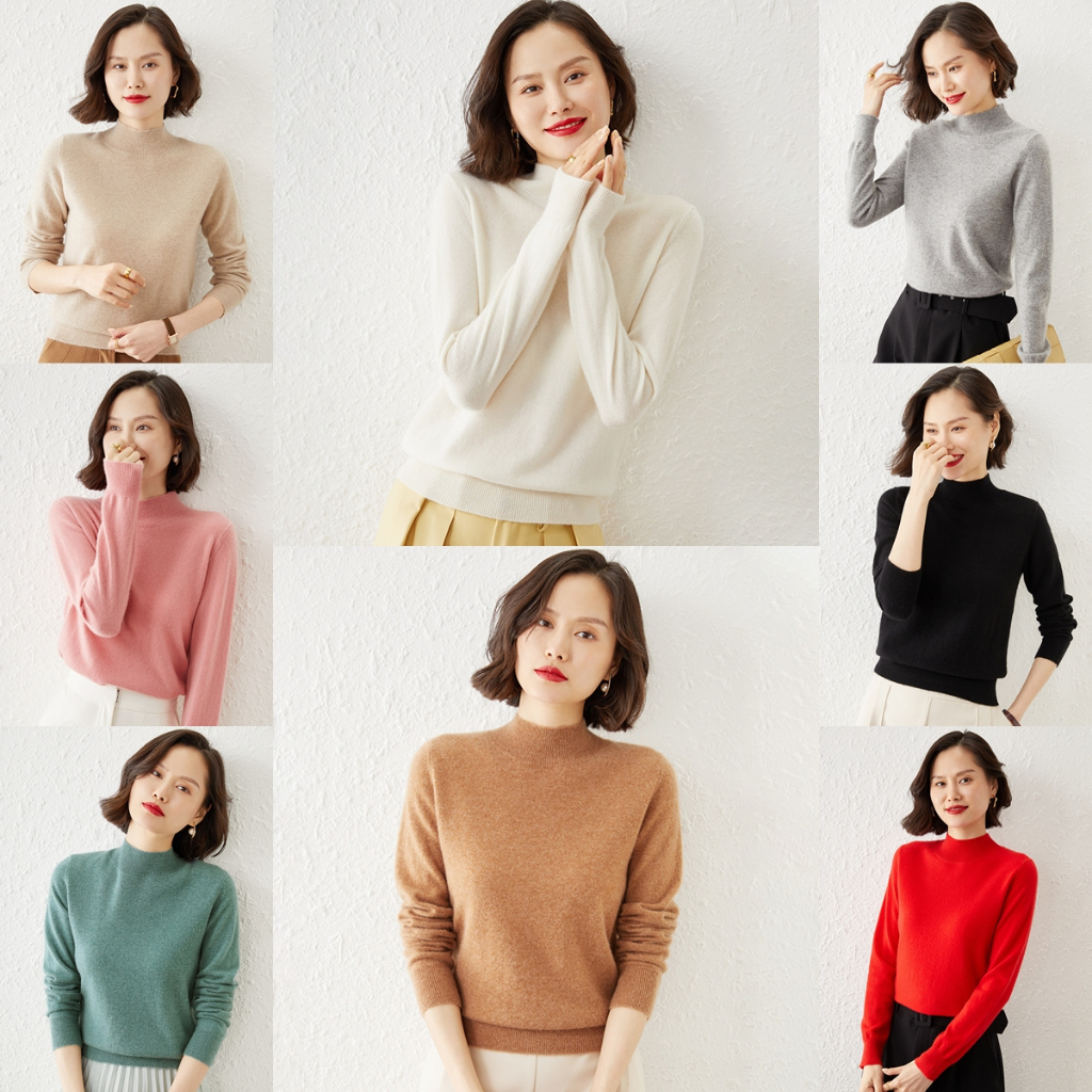 ( 10 สี) เสื้อไหมพรมคอปีน เสื้อคอปีน ผ้าร่อง ชุดกันหนาว สเวตเตอร์ รุ่น Peen PN1