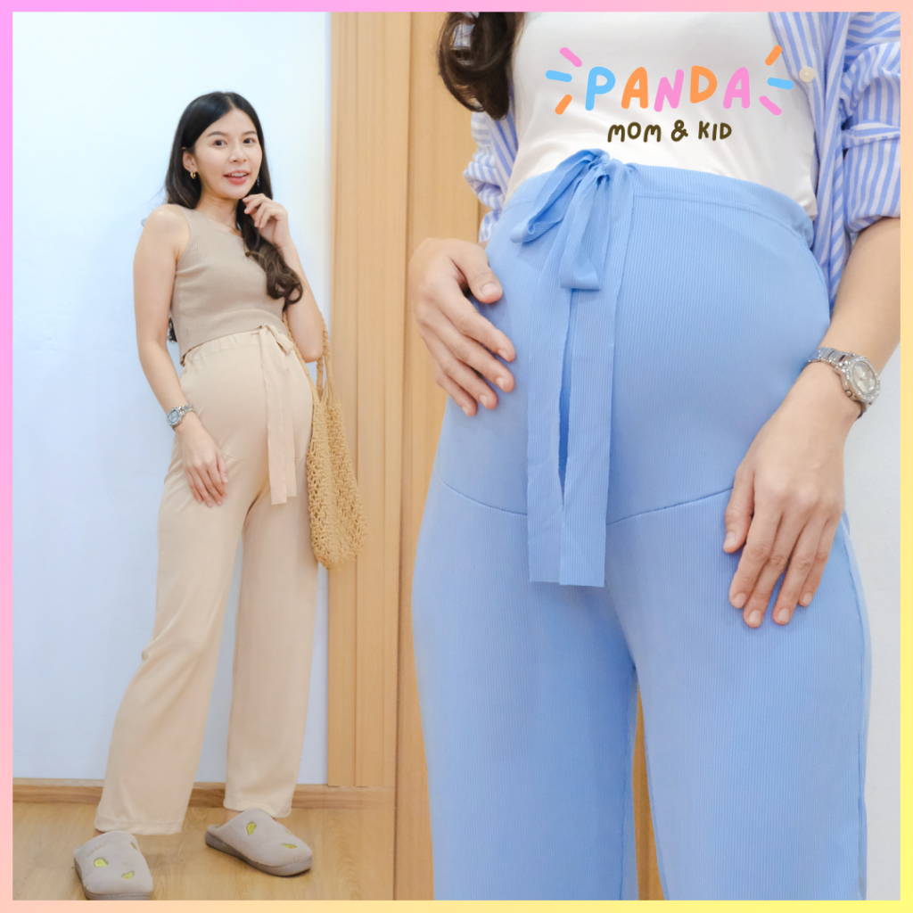 PANDA กางเกงสำหรับคนท้อง ผ้าร่องยืด เนื้อผ้านิ่งใส่สบาย ไม่รัดท้อง สำหรับคุณแม่ตั้งครรภ์