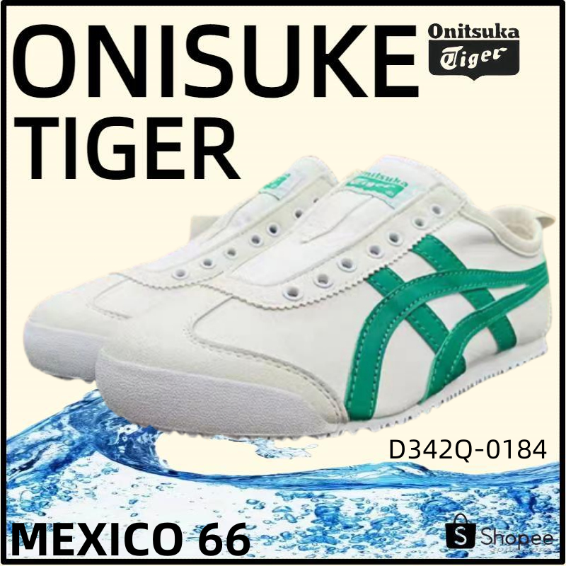 【ของแท้ 100%】Onitsuka Tiger Mexico 66 โอนิซึกะไทเกอร์ White/Green D342Q-0184 Low Top slip-on Unisex Sneakers