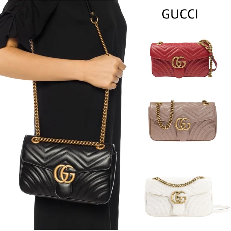 GUCCI GG MARMONT SMALL MATELASSÉ SHOULDER BAG/กระเป๋าสะพาย/กระเป๋ากล้อง/กระเป๋าผู้หญิง/สี่สี