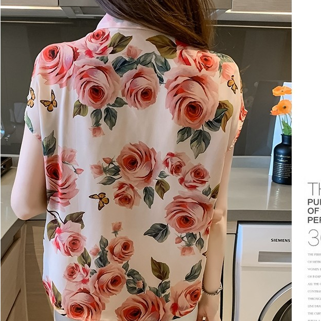 🌻Grace🌻  เสื้อชีฟอง เสื้อพิมพ์ลายแขนสั้นผ้าชีฟอง แฟชั่นสไตล์เกาหลีฤดูร้อน  สําหรับผู้หญิงW226 รูปที่ 3