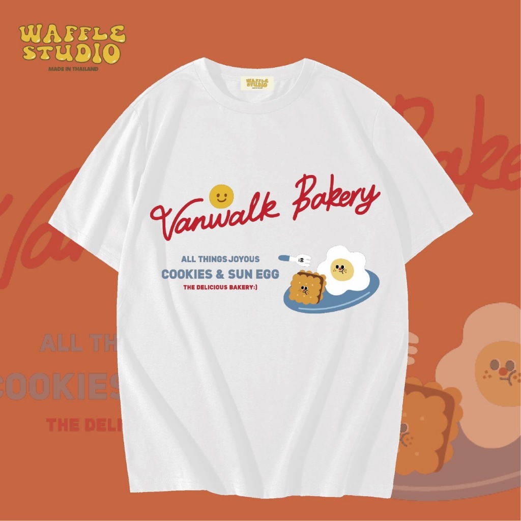 [ ส่งฟรี ] WS0210 เสื้อยืดโอเวอร์ไซส์ เสื้อยืดเกาหลี ผ้าคอตตอน100% เสื้อยืด ลายน่ารัก เกาหลี WAFFLE STUDIO