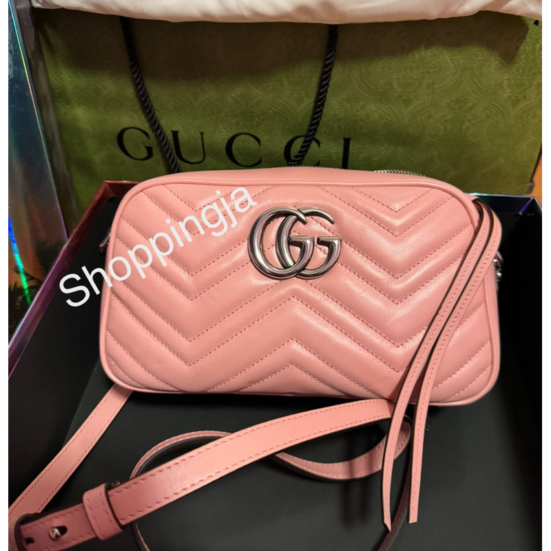 มือ1 แท้100%💥 Gucci Marmont pink leather crossbody bag 24cm