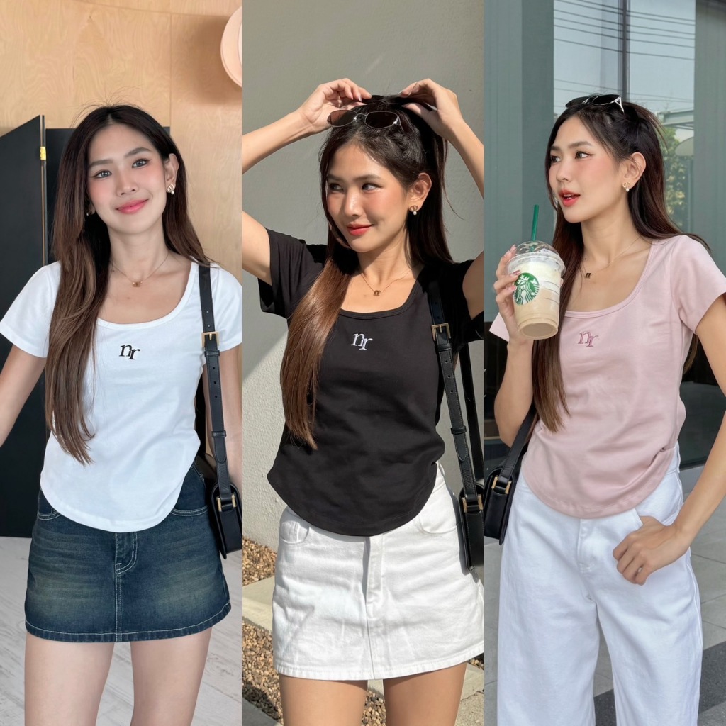 NICHARIS - เสื้อยืดคอยู รุ่น Tiny Basic Tee มี 5 สี