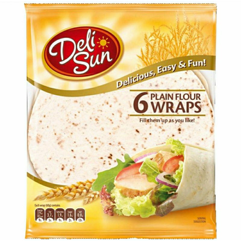 เดลิซัน แป้งห่ออาหาร Deli Sun 6 Plain Flour Wraps 360g.