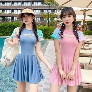 พร้อมส่งในไทย ชุดว่ายน้ําผู้หญิง 3 สี ชุดว่ายน้ําสีชมพู ชุดว่ายน้ําวันพีชสาวอวบ#0050