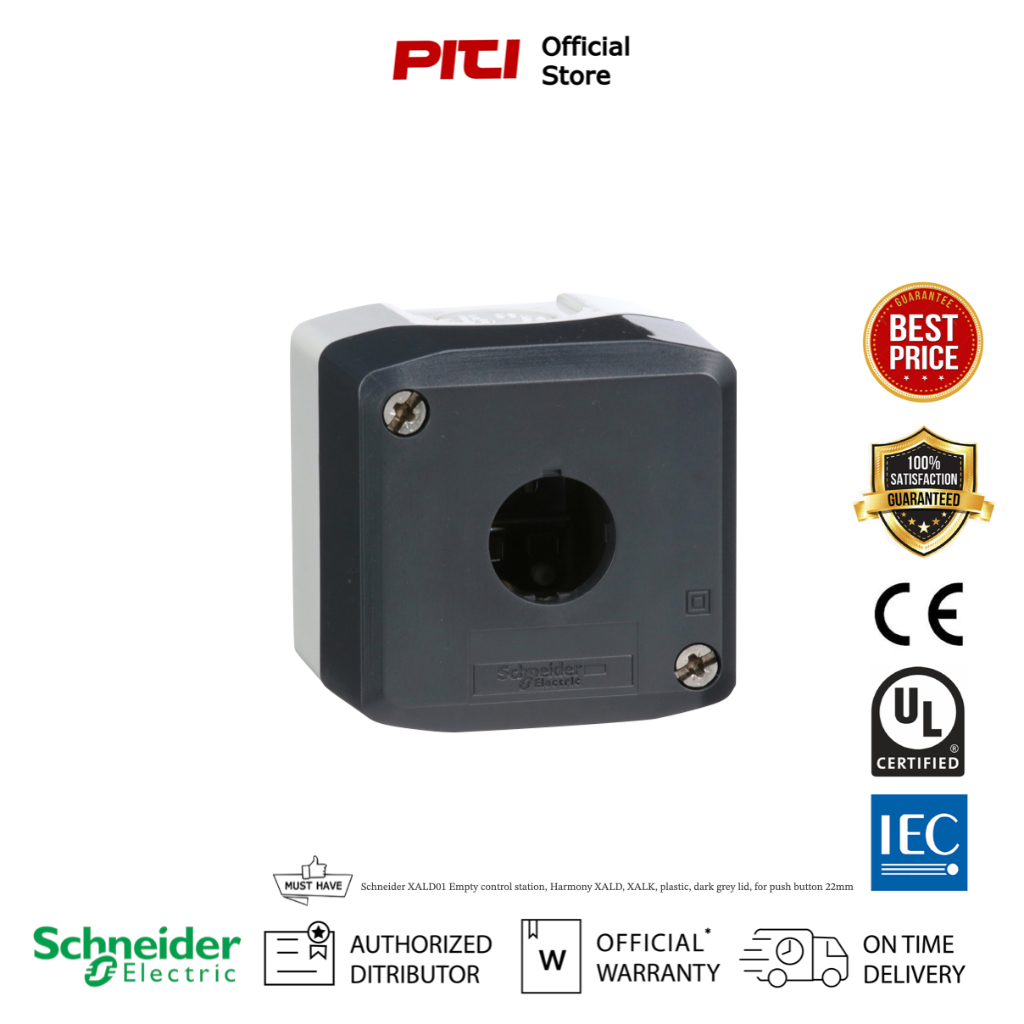 Schneider XALD01 Empty control station, plastic, dark grey lid, for push button 22mm, 1 cut out