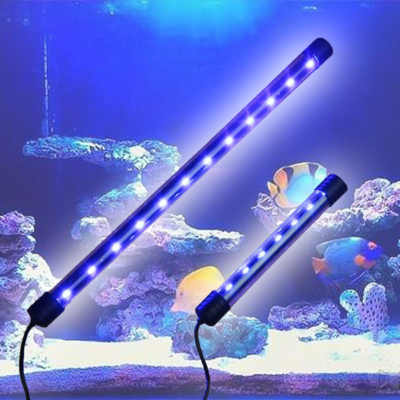 ใหม่3.5W/5W/6W อุปกรณ์ตู้ปลาไฟ LED สีฟ้าใต้น้ำแถบกันน้ำโคมไฟปลั๊ก