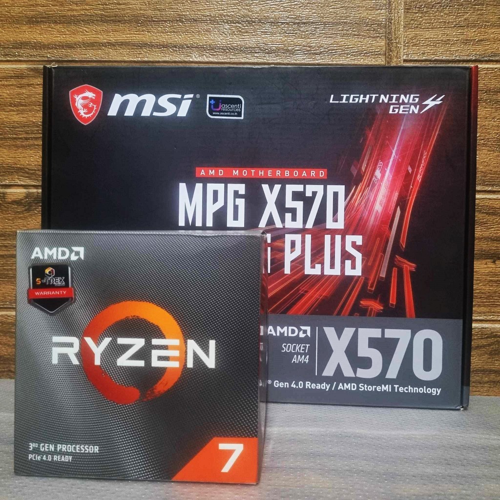 CPU AMD RYZEN 7 3700X 8C/16T + X570 MSI GAMING PLUS (AM4) มือ2 ใช้งานปกติ
