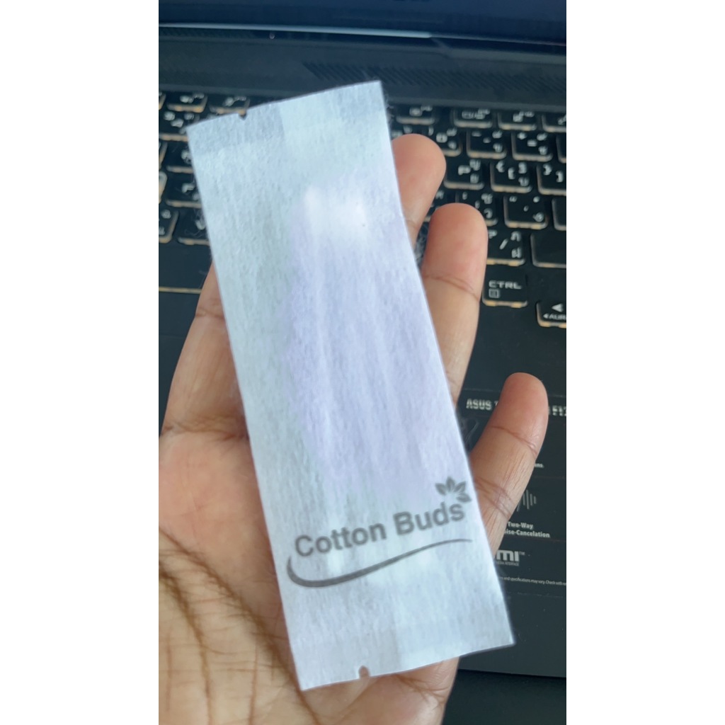 ของใช้ในห้องพักโรงแรม สำลีโรงแรม สำลีปั่นหู สำลีก้าน คอตตอนบัดแพค 4 ก้านต่อซอง บรรจุซองสปันบอนด์ แพคละ 100ชุด