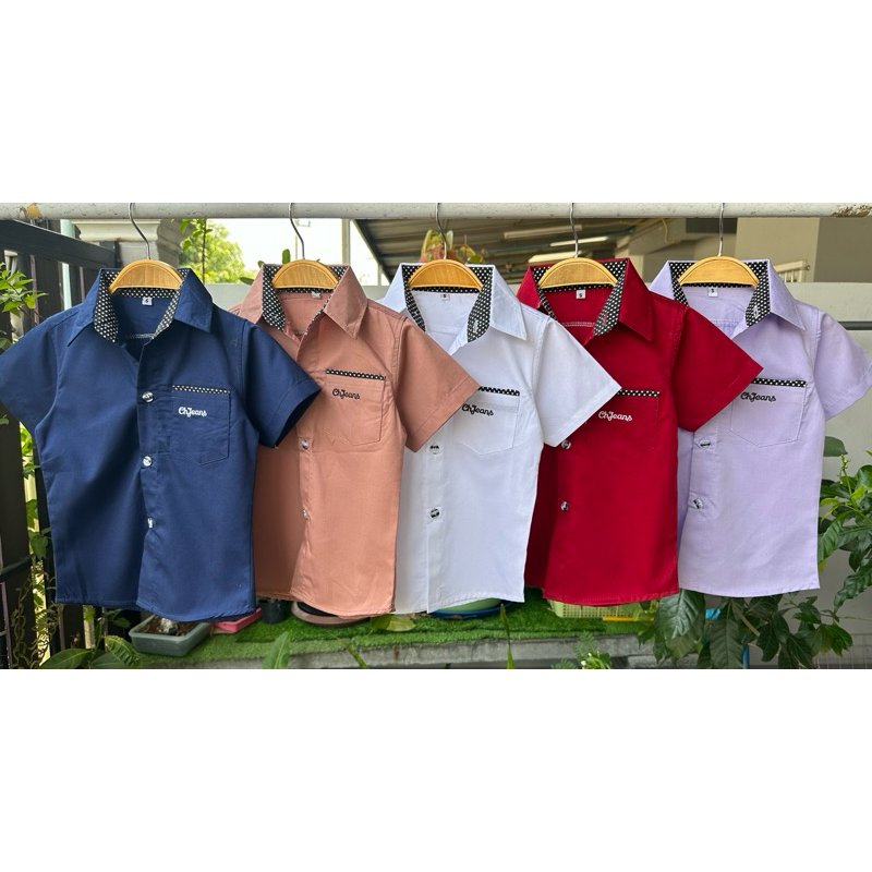 เสื้อเชิ้ตเด็กแขนสั้น คอปก/คอจีน