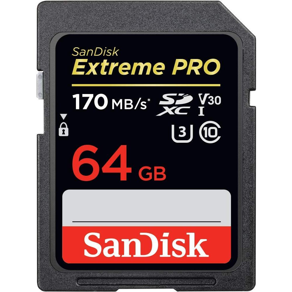 SanDisk 64GB Extreme PRO 170 MB/s UHS-I SDXC การ์ดหน่วยความจำ พร้อมชุดกล่องเก็บ
