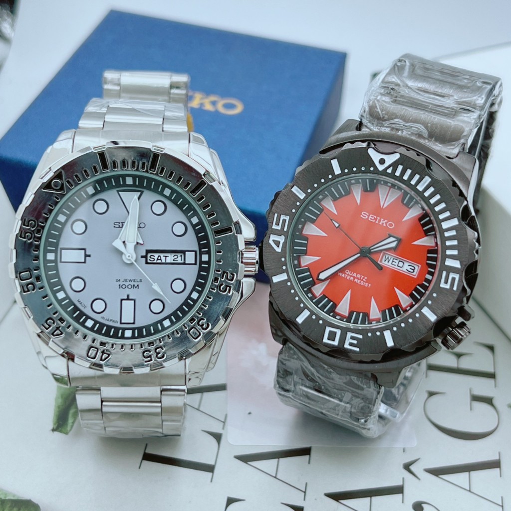 SK นาฬิกาผู้ชาย รุ่น พรอสเพค 7 สายนาฬิกา สแตนเลส สีดำ ขนาด 43 มม แมกล่องแบรนด์ตามภาพ