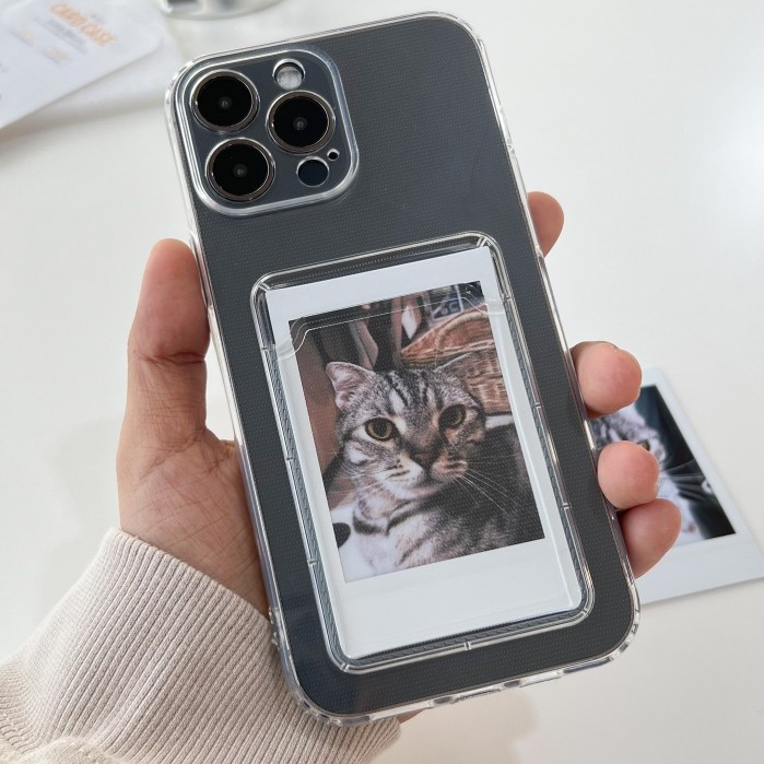 เคสใส่บัตร/ใส่รูป Clear case with card holder—• สำหรับ 6-15 pro max •